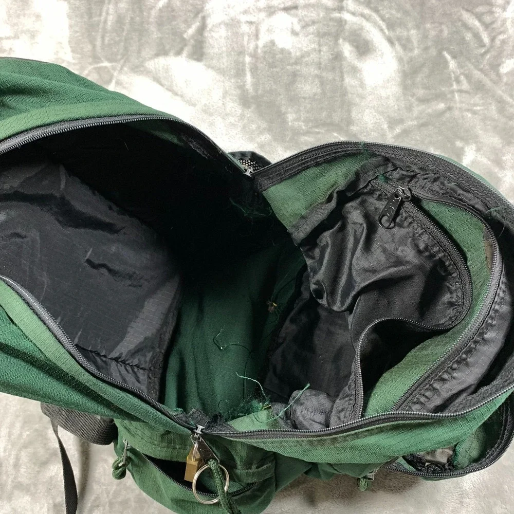 Vintage JanSport Backpack Day Pack Green Made in USA Outdoor Ripstop 90s Hiking